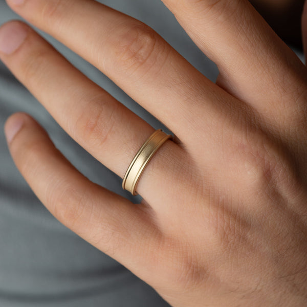 Dual Finish- Men's Wedding Band - Classic- Men's Wedding Band