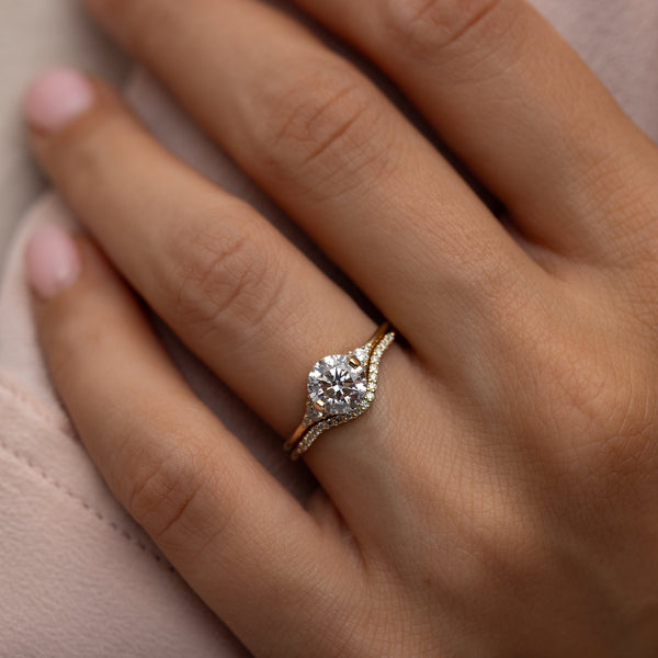 Cluster & Two Prong-Round Lab Grown Diamond Engagement Ring - Solitaire-Oval Lab Grown Diamond Engagement Ring