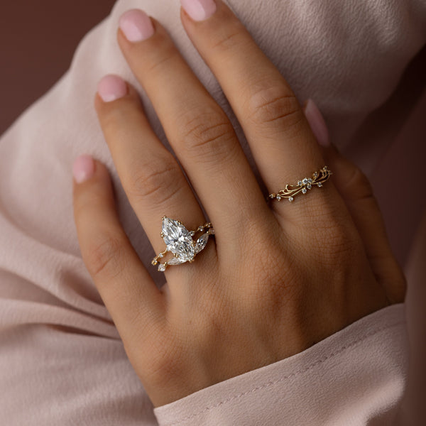 Pave Double Prong-Marquise Lab Grown Diamond Engagement Ring - Solitaire-Oval Lab Grown Diamond Engagement Ring