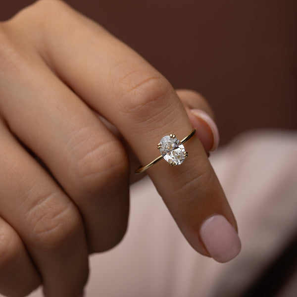 Solitaire Double Prong-Oval Lab Grown Diamond Engagement Ring - Solitaire-Oval Lab Grown Diamond Engagement Ring