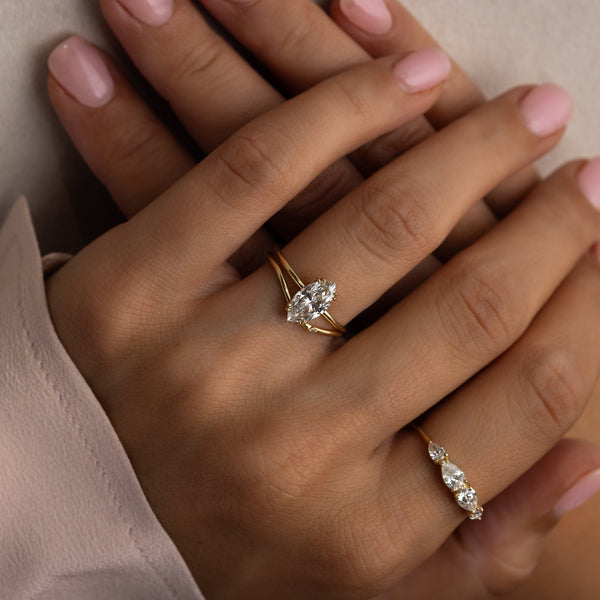 Solitaire Double Prong-Marquise Lab Grown Diamond Engagement Ring - Solitaire-Oval Lab Grown Diamond Engagement Ring