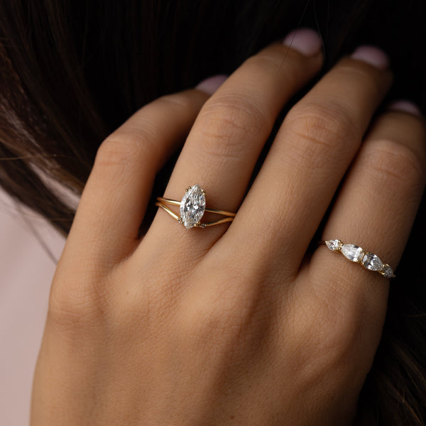 Solitaire Double Prong-Marquise Lab Grown Diamond Engagement Ring - Solitaire-Oval Lab Grown Diamond Engagement Ring