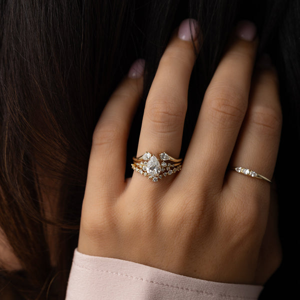 Cluster-Pear Lab Grown Diamond Engagement Ring - Solitaire-Oval Lab Grown Diamond Engagement Ring