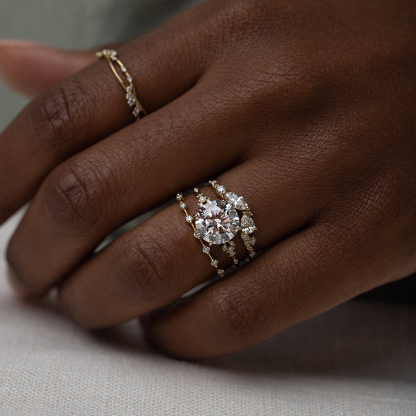 Cluster & Dainty Pave-Round Lab Grown Diamond Engagement Ring - Solitaire-Oval Lab Grown Diamond Engagement Ring