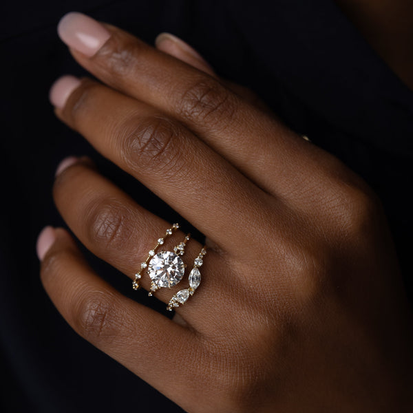 Cluster & Dainty Pave-Round Lab Grown Diamond Engagement Ring - Solitaire-Oval Lab Grown Diamond Engagement Ring