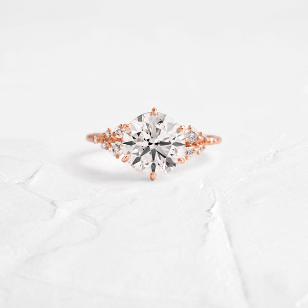 Cluster-Round Lab Grown Diamond Engagement Ring - Solitaire-Oval Lab Grown Diamond Engagement Ring