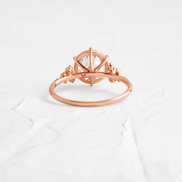 Cluster-Round Lab Grown Diamond Engagement Ring - Solitaire-Oval Lab Grown Diamond Engagement Ring
