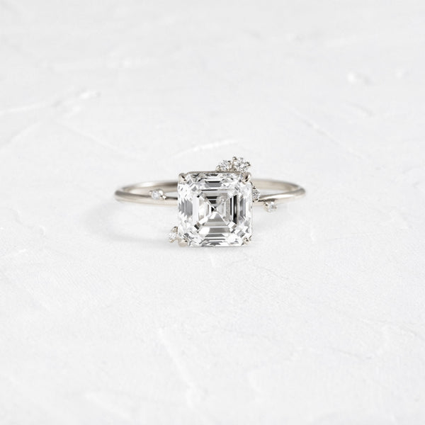 Cluster-Asscher Lab Grown Diamond Engagement Ring - Solitaire-Oval Lab Grown Diamond Engagement Ring