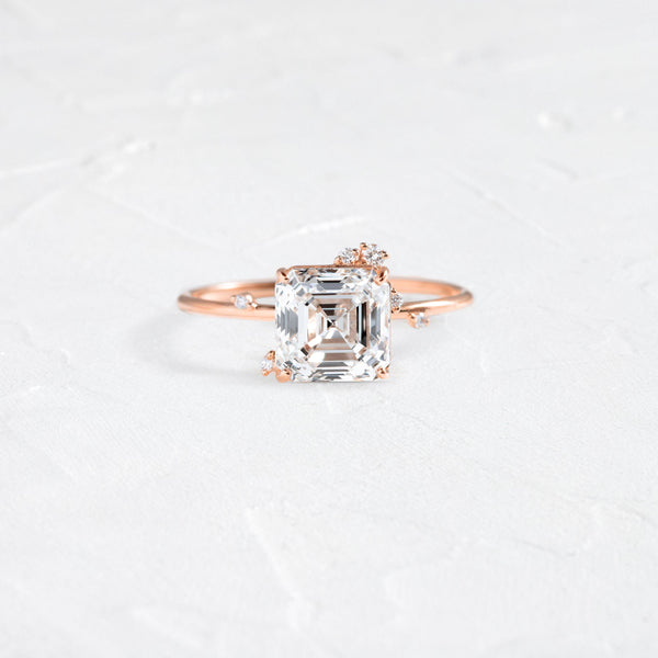 Cluster-Asscher Lab Grown Diamond Engagement Ring - Solitaire-Oval Lab Grown Diamond Engagement Ring