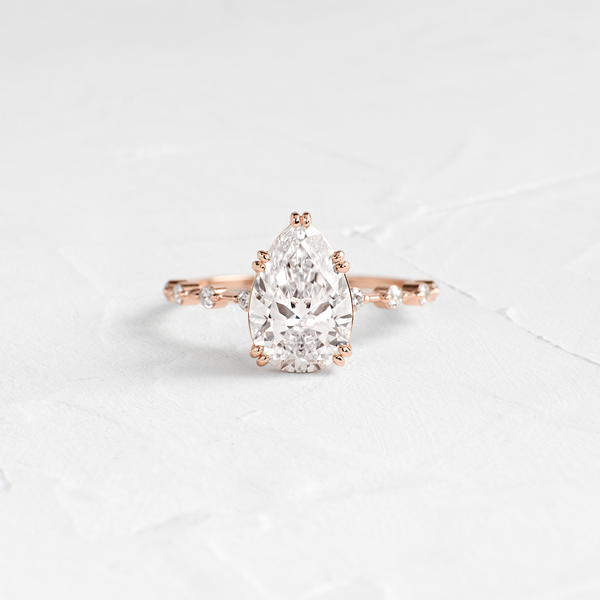 Double Prong Pave-Pear Lab Grown Diamond Engagement Ring - Solitaire-Oval Lab Grown Diamond Engagement Ring