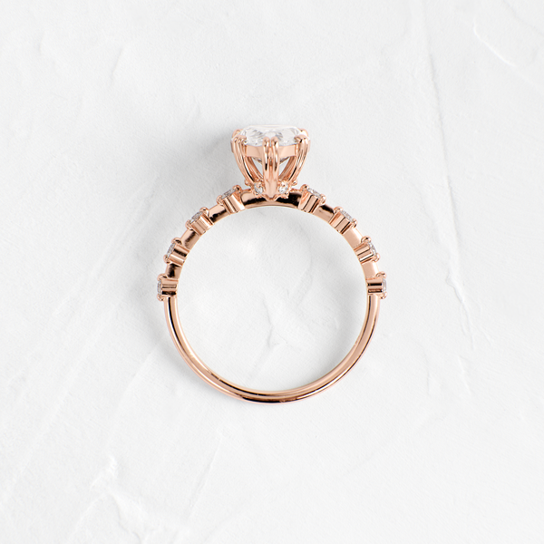 Double Prong Pave-Pear Lab Grown Diamond Engagement Ring - Solitaire-Oval Lab Grown Diamond Engagement Ring