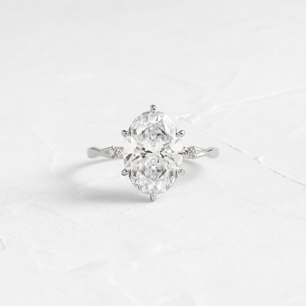 Criss Cross-Oval Lab Grown Diamond Engagement Ring - Solitaire-Oval Lab Grown Diamond Engagement Ring
