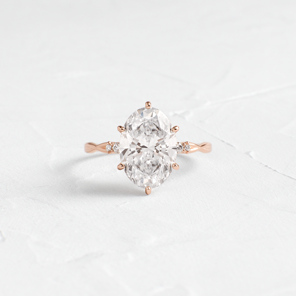 Criss Cross-Oval Lab Grown Diamond Engagement Ring - Solitaire-Oval Lab Grown Diamond Engagement Ring