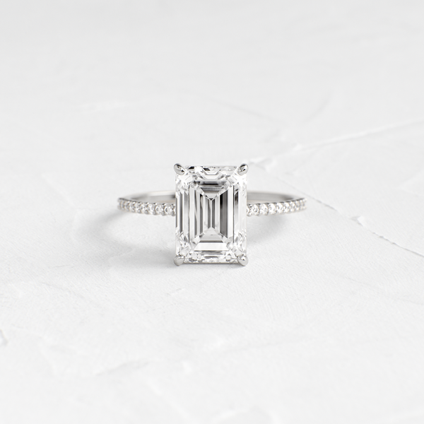 Pave-Emerald Lab Grown Diamond Engagement Ring - Solitaire-Oval Lab Grown Diamond Engagement Ring
