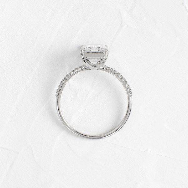 Pave-Emerald Lab Grown Diamond Engagement Ring - Solitaire-Oval Lab Grown Diamond Engagement Ring