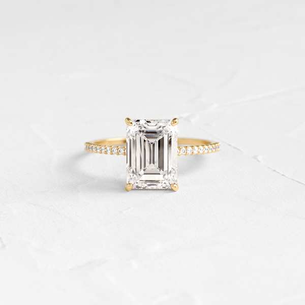 Pave-Emerald Lab Grown Diamond Engagement Ring - Solitaire-Oval Lab Grown Diamond Engagement Ring