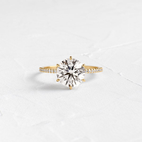 Pave-Round Lab Grown Diamond Engagement Ring - Solitaire-Oval Lab Grown Diamond Engagement Ring
