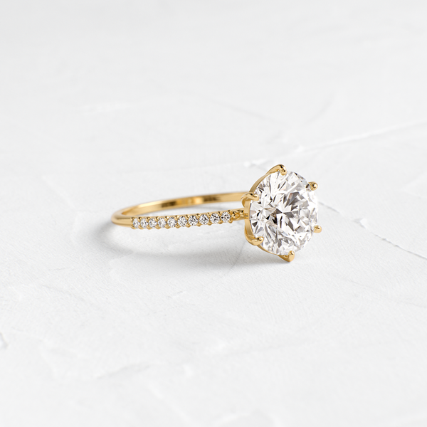 Pave-Round Lab Grown Diamond Engagement Ring - Solitaire-Oval Lab Grown Diamond Engagement Ring