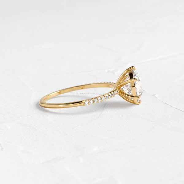 Pave-Round Lab Grown Diamond Engagement Ring - Solitaire-Oval Lab Grown Diamond Engagement Ring