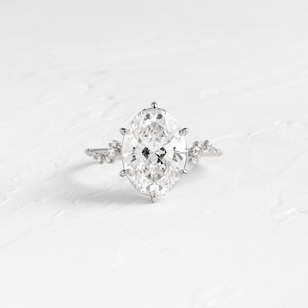 Cluster-Oval Lab Grown Diamond Engagement Ring - Solitaire-Oval Lab Grown Diamond Engagement Ring
