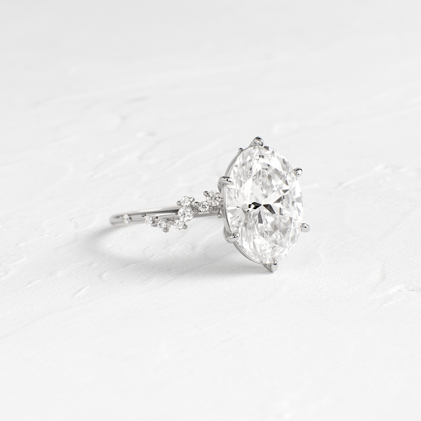 Cluster-Oval Lab Grown Diamond Engagement Ring - Solitaire-Oval Lab Grown Diamond Engagement Ring