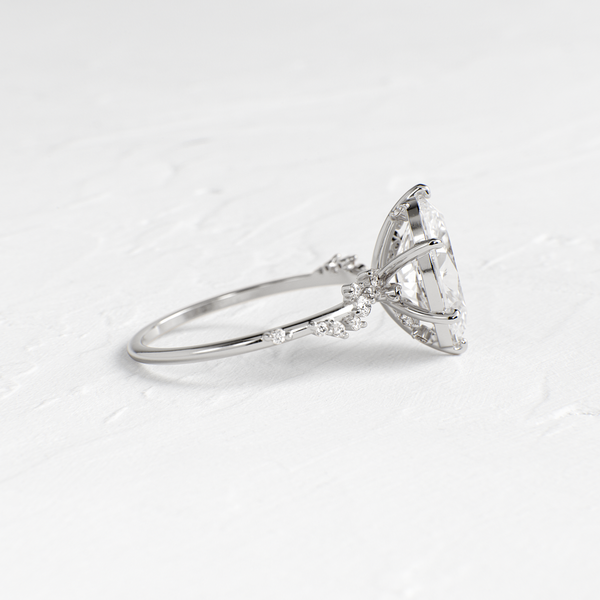 Cluster-Oval Lab Grown Diamond Engagement Ring - Solitaire-Oval Lab Grown Diamond Engagement Ring