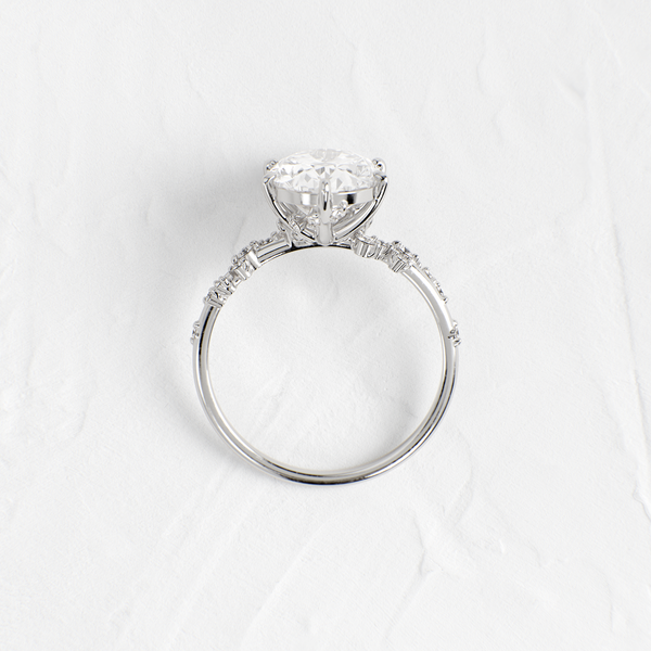 Cluster-Oval Lab Grown Diamond Engagement Ring - Solitaire-Oval Lab Grown Diamond Engagement Ring