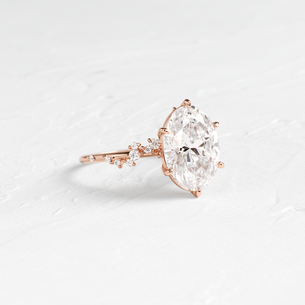 Cluster-Oval Lab Grown Diamond Engagement Ring - Solitaire-Oval Lab Grown Diamond Engagement Ring