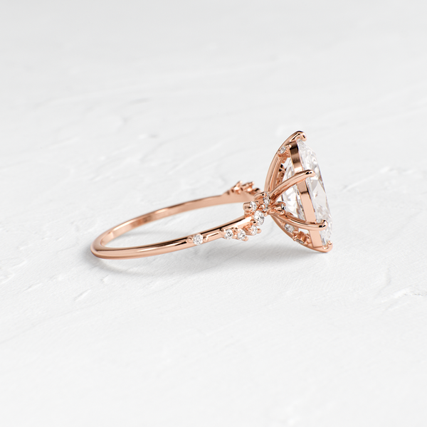 Cluster-Oval Lab Grown Diamond Engagement Ring - Solitaire-Oval Lab Grown Diamond Engagement Ring