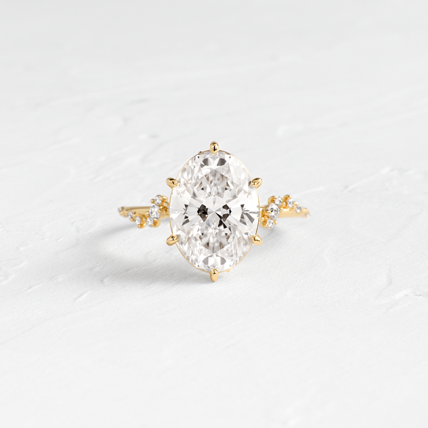 Cluster-Oval Lab Grown Diamond Engagement Ring - Solitaire-Oval Lab Grown Diamond Engagement Ring