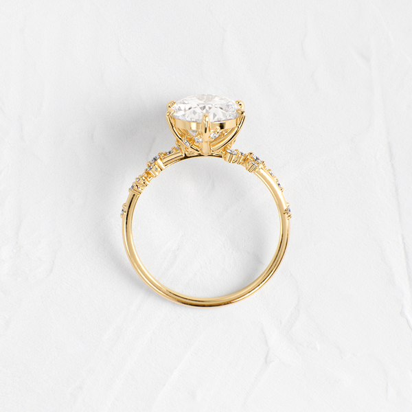 Cluster-Oval Lab Grown Diamond Engagement Ring - Solitaire-Oval Lab Grown Diamond Engagement Ring