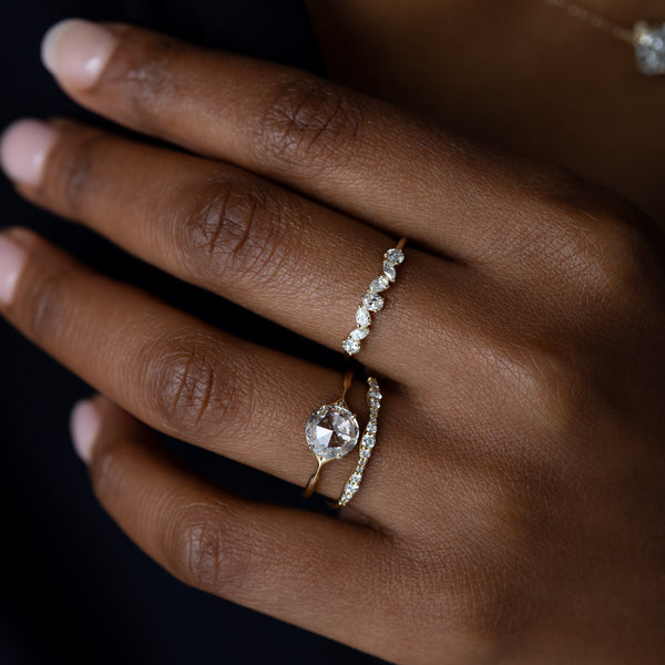 Solitaire & Split Shank-Rose Cut Lab Grown Diamond Engagement Ring - Solitaire-Oval Lab Grown Diamond Engagement Ring