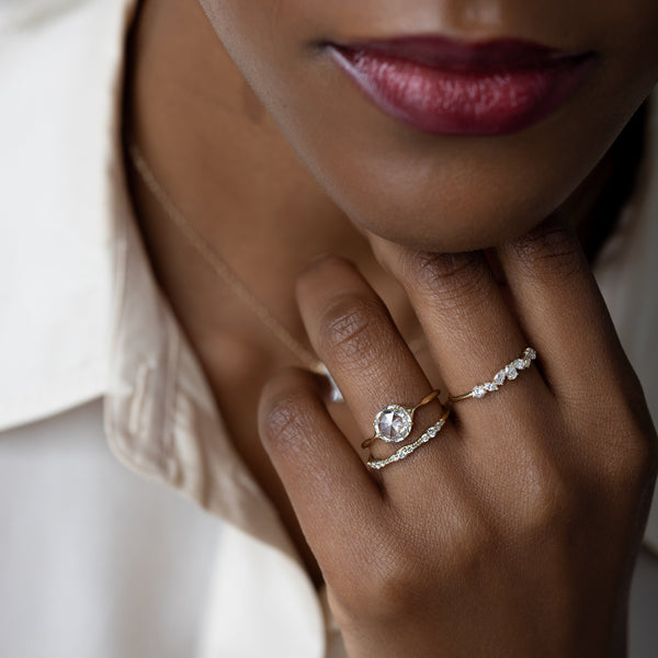 Solitaire & Split Shank-Rose Cut Lab Grown Diamond Engagement Ring - Solitaire-Oval Lab Grown Diamond Engagement Ring