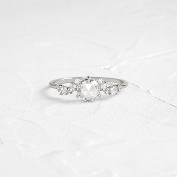 Cluster Pave-Rose Cut Lab Grown Diamond Engagement Ring - Solitaire-Oval Lab Grown Diamond Engagement Ring