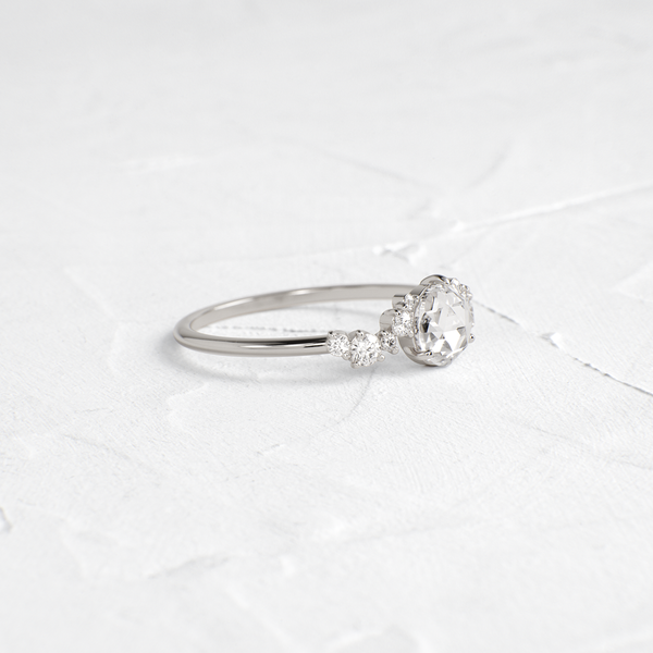 Cluster Pave-Rose Cut Lab Grown Diamond Engagement Ring - Solitaire-Oval Lab Grown Diamond Engagement Ring