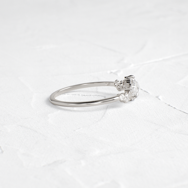 Cluster Pave-Rose Cut Lab Grown Diamond Engagement Ring - Solitaire-Oval Lab Grown Diamond Engagement Ring