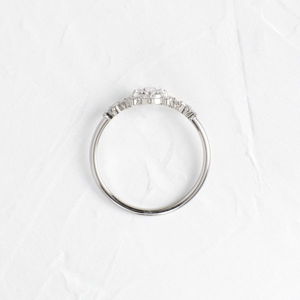 Cluster Pave-Rose Cut Lab Grown Diamond Engagement Ring - Solitaire-Oval Lab Grown Diamond Engagement Ring