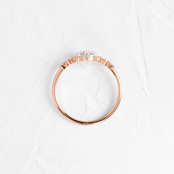Cluster Pave-Rose Cut Lab Grown Diamond Engagement Ring - Solitaire-Oval Lab Grown Diamond Engagement Ring