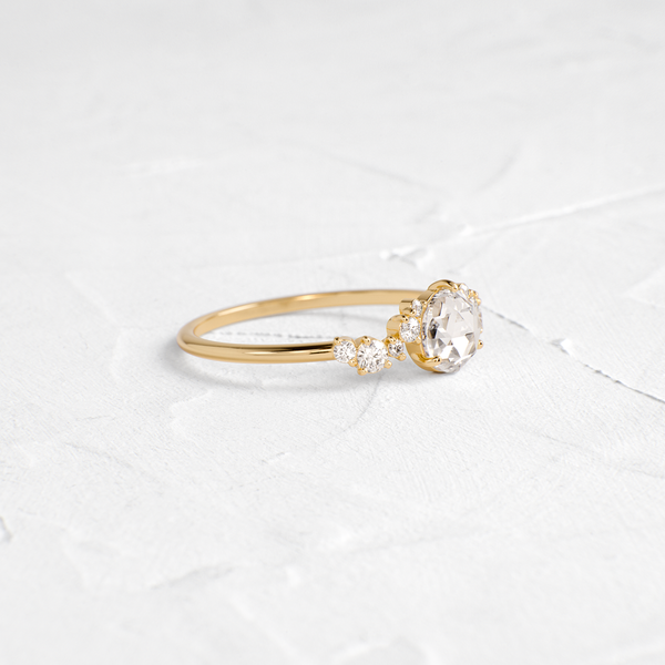 Cluster Pave-Rose Cut Lab Grown Diamond Engagement Ring - Solitaire-Oval Lab Grown Diamond Engagement Ring