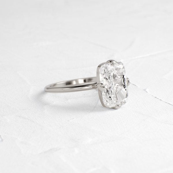 Solitaire Compass Prong-Elongated Cushion Lab Grown Diamond Engagement Ring - Solitaire-Oval Lab Grown Diamond Engagement Ring