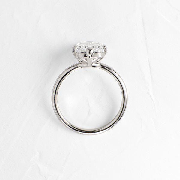Solitaire Compass Prong-Elongated Cushion Lab Grown Diamond Engagement Ring - Solitaire-Oval Lab Grown Diamond Engagement Ring