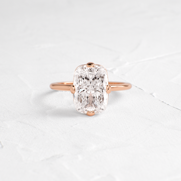 Solitaire Compass Prong-Elongated Cushion Lab Grown Diamond Engagement Ring - Solitaire-Oval Lab Grown Diamond Engagement Ring