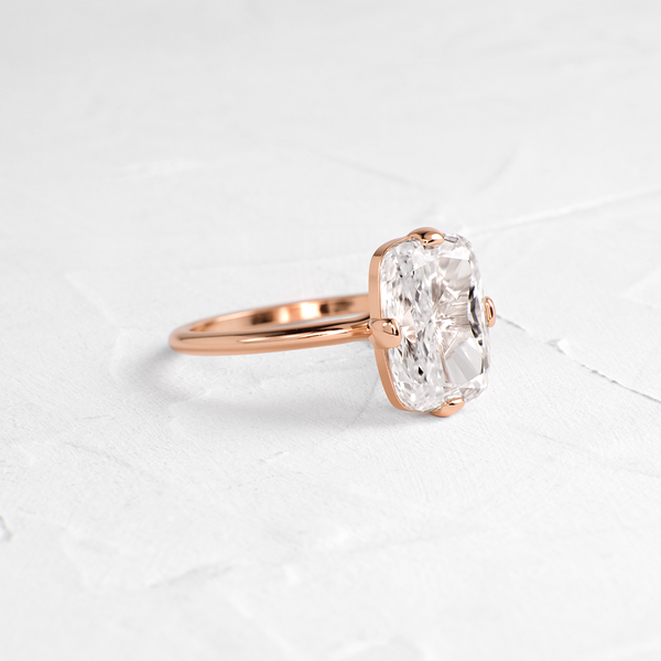 Solitaire Compass Prong-Elongated Cushion Lab Grown Diamond Engagement Ring - Solitaire-Oval Lab Grown Diamond Engagement Ring