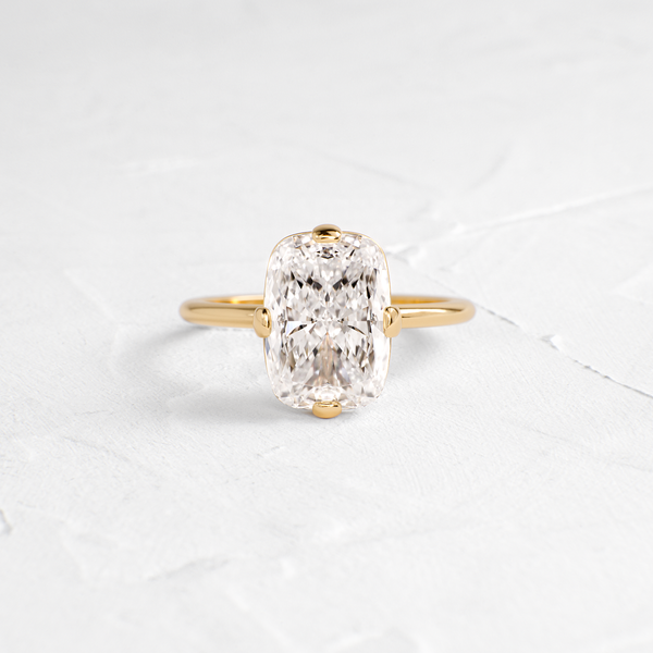 Solitaire Compass Prong-Elongated Cushion Lab Grown Diamond Engagement Ring - Solitaire-Oval Lab Grown Diamond Engagement Ring