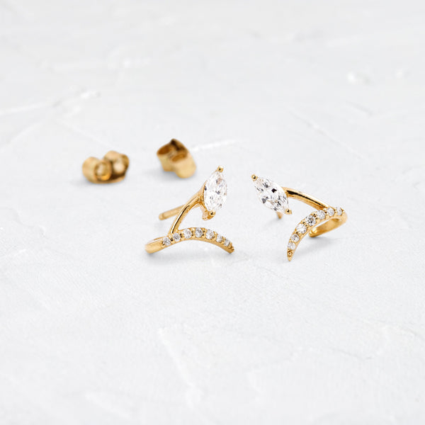 Unique Pave- 0.4 CT Marquise Lab Grown Diamond Earrings - Solitaire- 1.0CT Oval Lab Grown Diamond Earrings