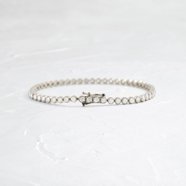 Tennis-2.8 CT Round Lab Grown Diamond Bracelets - Solitaire Bezel-1.0 CT Oval Lab Grown Diamond Bracelets