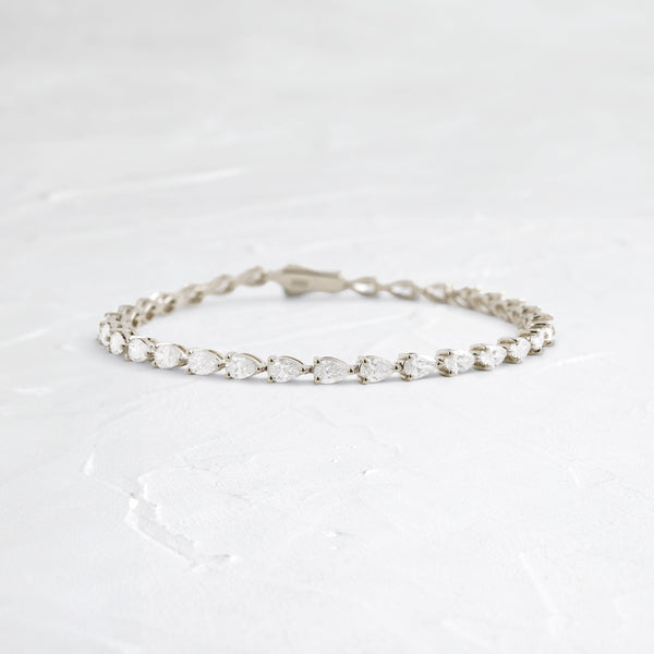 Tennis-5.2 CT Pear Lab Grown Diamond Bracelets - Solitaire Bezel-1.0 CT Oval Lab Grown Diamond Bracelets