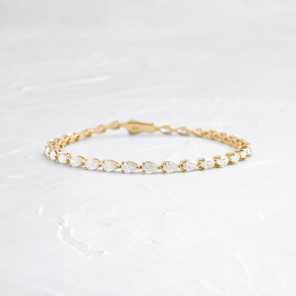 Tennis-5.2 CT Pear Lab Grown Diamond Bracelets - Solitaire Bezel-1.0 CT Oval Lab Grown Diamond Bracelets