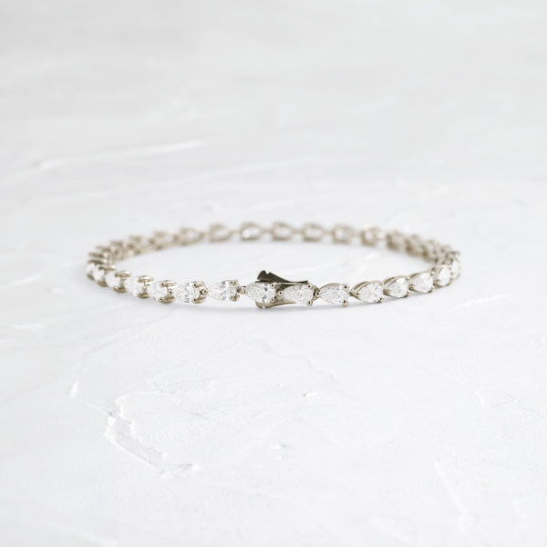 Tennis-5.2 CT Pear Lab Grown Diamond Bracelets - Solitaire Bezel-1.0 CT Oval Lab Grown Diamond Bracelets