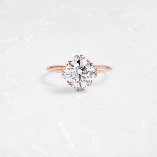 Halo & Triple Prong-Round Lab Grown Diamond Engagement Ring - Solitaire-Oval Lab Grown Diamond Engagement Ring